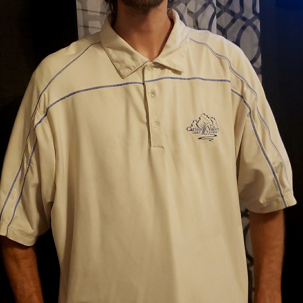 Nike golf shirt. Mens xl ,color white and light blue.